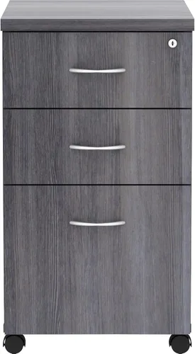 Vista 3 de Lorell Pedestal de escritorio laminado de carbón desgastado - 3 cajones