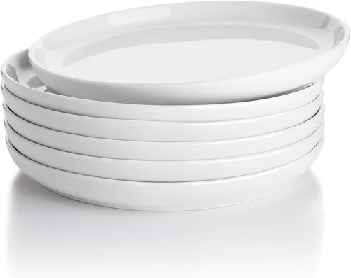 Vista 14 de Sweese - Juego de platos de porcelana de 10 pulgadas, beige, redondos, 6 unidades, para servir ensaladas, resistentes a los arañazos, aptos