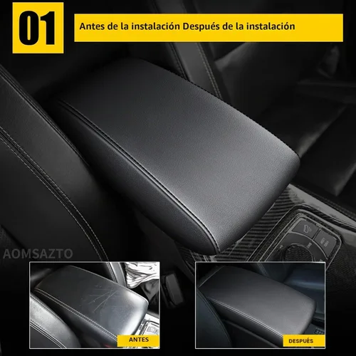 Vista 3 de AOMSAZTO Fundas de cuero negro para apoyabrazos de Grand Cherokee 2011-2021 para Jeep Cojín de consola para Grand Cherokee (no para 2022)