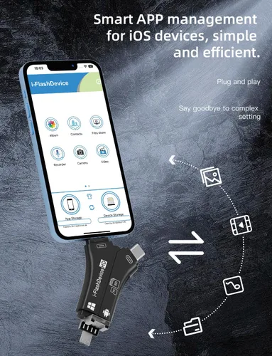 Vista 5 de Lector de tarjetas SD 4 en 1 para iPhone que lee ambas memorias SD TF simultáneamente, para cámara de sendero/visor de cámara de juego de caza