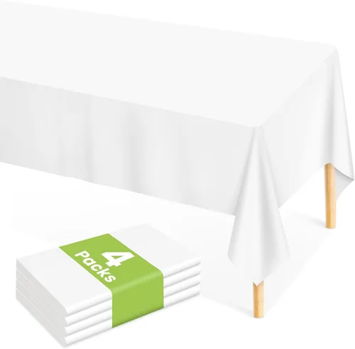 Vista 62 de Mulbozy Mantel de plástico negro desechable 4 unidades, 54 × 108 pulgadas