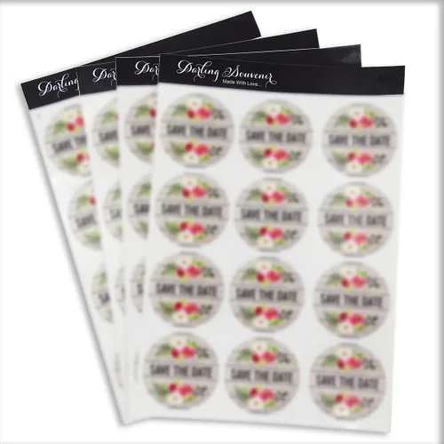 Vista 4 de Darling Souvenir 45 piezas amarillo redondo floral & Anchor Save the Date pegatinas DIY sobre Sellos - 1.6 pulgadas