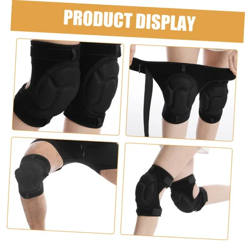 Vista 7 de NOLITOY Rodilleras multiusos, material de esponja, apto para jardinería, baile, deportes, hombres y mujeres, negro, grande