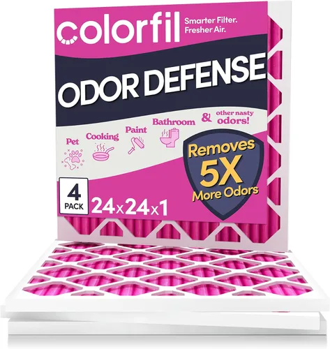 Vista 32 de Colorfil - Filtro de aire de 12 x 12 x 1 pulgadas, filtros que cambian de color para olores de gatos y perros, filtro de aire acondicionado MERV 8