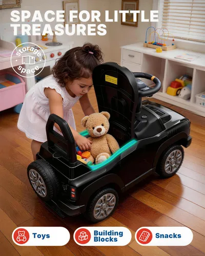 Vista 5 de First Ride On Auto de empuje para niños pequeños, con licencia Ford Bronco Raptor Push Around Buggy para niños pequeños de 1 a 3 años con cuerno