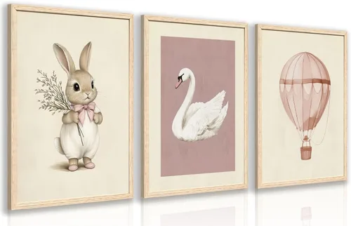 Vista 8 de kilamino Arte de pared de bosque neutral con animales salvajes, lindo póster de oso y zorro para guardería, impresiones de póster de aventura