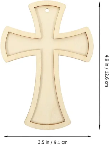 Vista 6 de 12 cruces de madera para manualidades, piezas de madera sin terminar, piezas de madera, adornos colgantes de cruz de pared con cuerda de yute