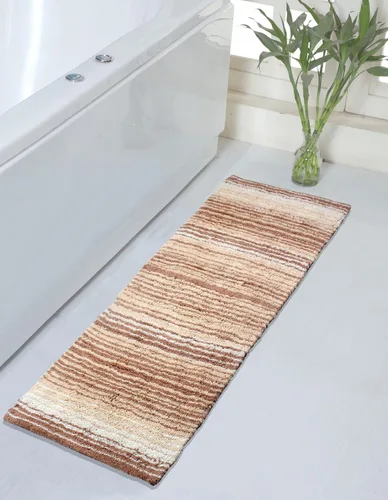 Vista 12 de Home Weavers Gradation Collection - Alfombra de baño 100% algodón, suave y absorbente, antideslizante, lavable a máquina, rectangular, 17 x 24 Beige