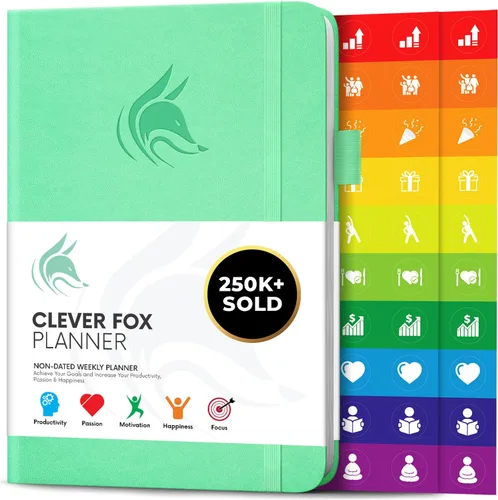 Vista 8 de Clever Fox Planner – Planificador semanal y mensual sin fecha para productividad, manejo del tiempo y objetivos – Diario organizador – A5