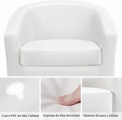 Vista 5 de Yaheetech Silla decorativa de piel sintética con acolchado suave, juego