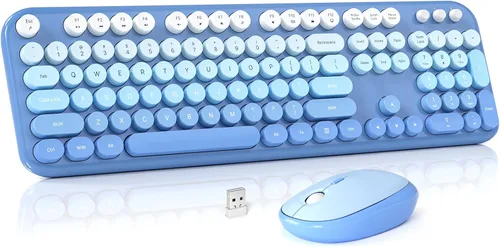 Vista 13 de MOWUX - Combo de teclado y mouse inalámbricos para Windows, teclado inalámbrico externo de tamaño completo 2.4G, mouse compacto, 8 teclas multimedia