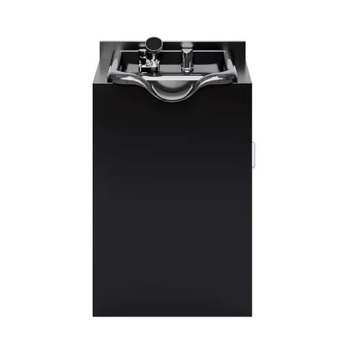 Vista 8 de OmySalon Cuenco de champú con gabinete, estación húmeda de salón con pulverizador, gabinete de champú, fregadero portátil para lavado de cabello