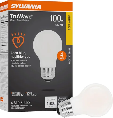 Vista 13 de LEDVANCE Sylvania - Bombilla LED TruWave Natural Series A19, equivalente a 75 W, eficiente 11 W, 1100 lúmenes, base media, regulable, esmerilada