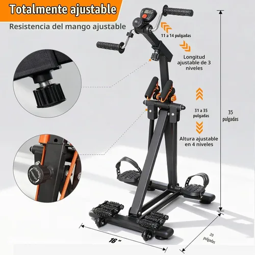 Vista 3 de Ejercitador de pedal de brazos y piernas para personas mayores, ejercitador de pedal sentado con ejercicio de balanceo de piernas, ejercicio