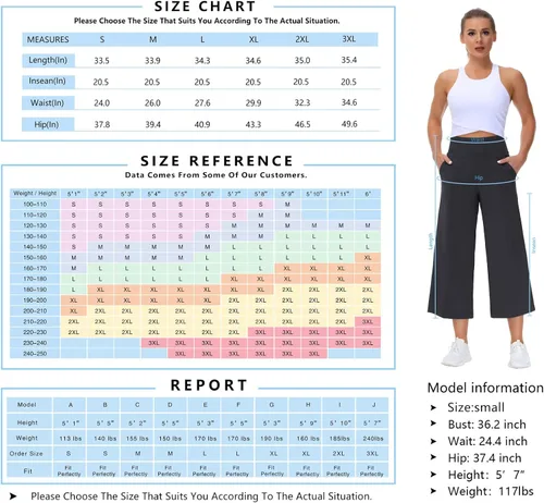 Vista 7 de THE GYM PEOPLE - Pantalones capris de yoga para mujer, con corte bota, bolsillos, cintura alta para control de abdomen, para entrenamiento