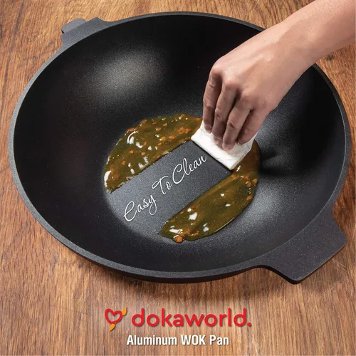 Vista 8 de Wok antiadherente de aluminio de 12 pulgadas, compatible con inducción, ligero
