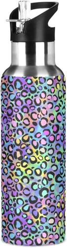 Vista 21 de ALAZA Botella de agua con diseño de bandera estadounidense con diseño de camuflaje grunge con tapa de pajilla, botella térmica de acero inoxidable