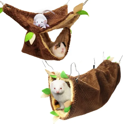 Vista 9 de LEFTSTARER Hamaca de conejillo de indias, hurón, rata de juguete, jaula de animales pequeños, accesorios para túnel y litera para rata, hurón
