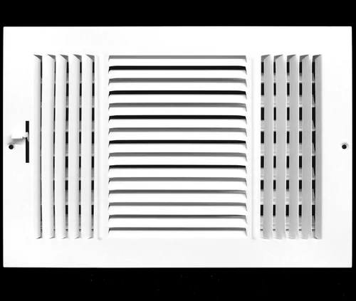 Vista 45 de HVAC Premium Rejilla de Suministro de Aire de 1 Vía de 10'' X 6'' - Tapa de Ventilación y Difusor - Cara Plana Estampada - Blanco