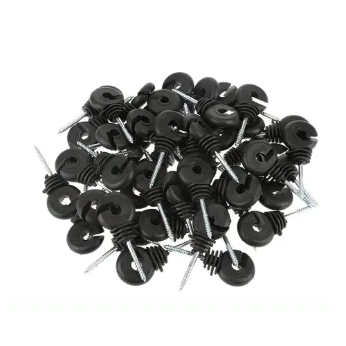 Vista 3 de 100 piezas aislador eléctrico negro para cerca, aislador de rosca, poste de madera, aislador de poste de madera y 1 herramienta de enchufe aislador