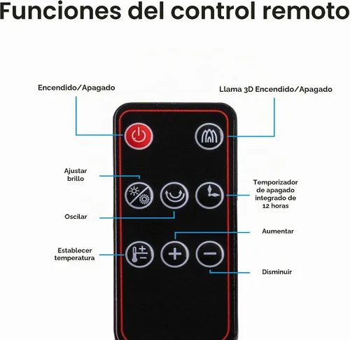 Vista 10 de Comfort Zone Calentador de espacio de torre de 25 pulgadas con efecto de llama 3D, 1500 W/1000 W, temporizador de 8 horas, oscilación de 75°