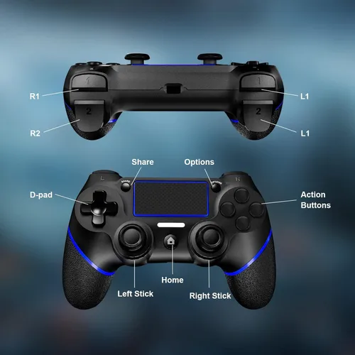 Vista 5 de Upgraded Wireless Controller for Ps4 Gamepad Compatible with Ps4/Pro/Slim/Windows PC,Joystick for PS4 with Touchpad/Stereo Headphone Jack/Six-axis