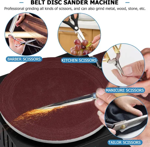 Vista 3 de MXBAOHENG Mini lijadora de disco de banda de 6 pulgadas y correas de lijado de 1.2 x 15 pulgadas para molienda de piedra de metal y madera, máquina