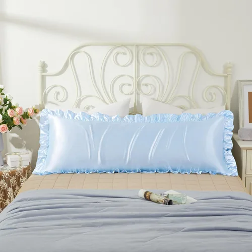 Vista 28 de Fundas de almohada de satén negro con volantes para el cabello y la piel, juego de 2 fundas de almohada de seda negras de tamaño estándar con cierre