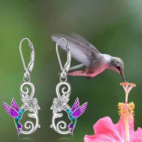 Vista 6 de Cat Sea Turtle Hummingbird Earrings Shamrock Snowflake Lotus Chakra Earrings for Women Blue Opal Turtle Sterling Silver