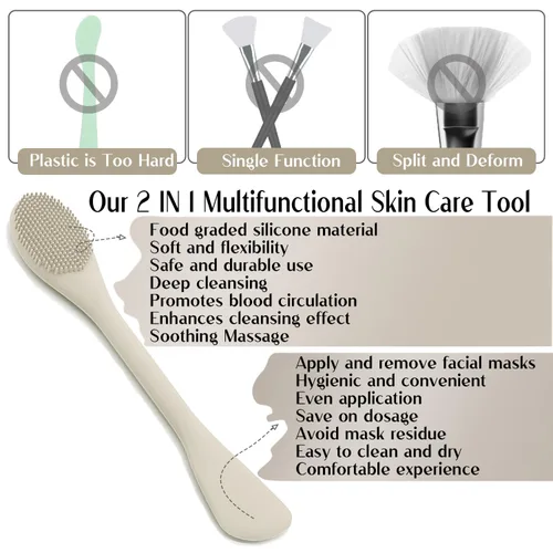 Vista 2 de Aplicador de cepillo de máscara facial, cepillos de máscara para limpieza facial y exfoliación, herramienta aplicadora de máscara de arcilla facial