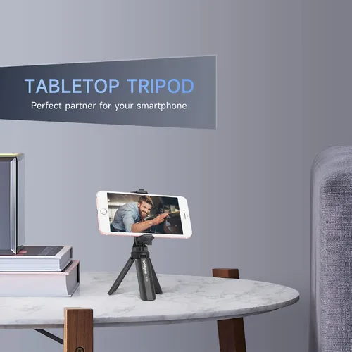 Vista 4 de Mini trípode de 1/4, soporte de escritorio de sobremesa, trípode compacto con tornillo de 1/4 pulgadas para luz weeylite K21, luz fotográfica