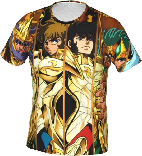 Vista 2 de Saint Anime Seiya - Camiseta de manga corta para hombre, suave, casual, unisex, cuello redondo, camiseta de entrenamiento