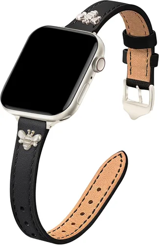 Vista 24 de JR.DM Correas de cuero delgadas compatibles con Apple Watch Band 1.496 in 1.575 in 1.614 in 1.654 in 1.732 in 1.772 in 1.811 in 1.929 in, correa