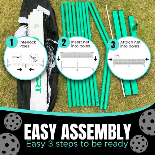Vista 5 de AMA SPORT Sistema de red de pickleball portátil de tamaño regulador de 22 pies para interiores y exteriores, diseñado para todas las condiciones