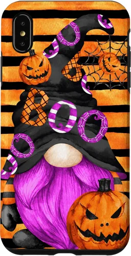 Vista 11 de iPhone 16 Halloween Gnome With Purple Beard Women Pumpkin Witchy Boo Case
