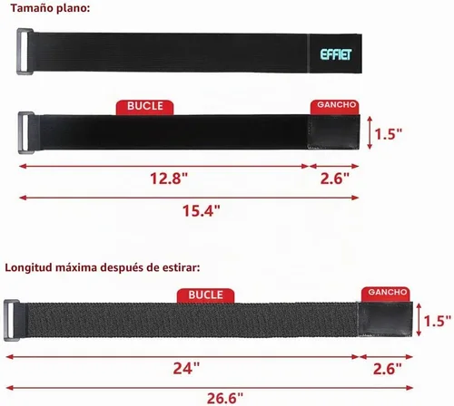 Vista 3 de Paquete de 3 correas elásticas de para visera de automóvil, correa de almacenamiento ajustable para extensión de cable de extensión