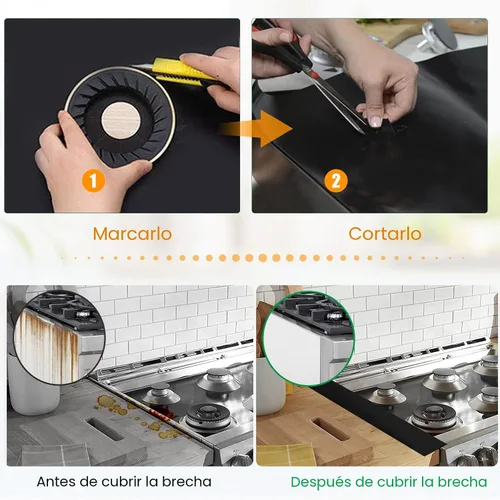 Vista 4 de Funda para estufa de gas, protector de quemador superior para estufa de gas Samsung, protector reutilizable, revestimiento de horno, antiadherente