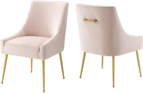 Vista 7 de Modway Discern - Juego de 2 sillas de comedor tapizadas de terciopelo de rendimiento, color gris