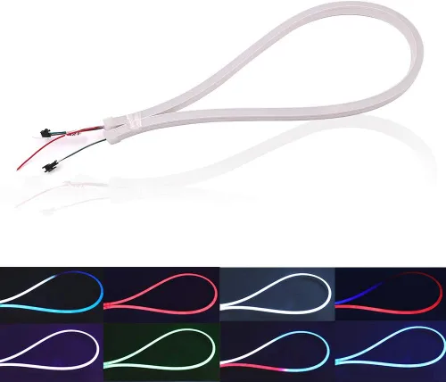 Vista 9 de Cuerda de luz de neón RGB, tira de luz LED inteligente direccionable, DC 5V SK6812 60LEDs/m impermeable, cambio de color, luces de barra de letras
