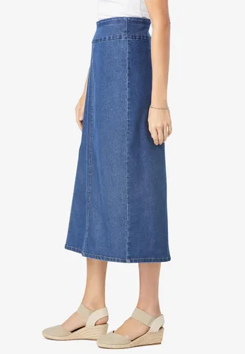 Vista 3 de Woman Within Falda vaquera de ajuste flexible de talla grande