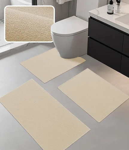 Vista 13 de YIHOUSE Juego de alfombras de baño 2 piezas, tapete de baño ultrafino adecuado para debajo de la puerta, tapete de baño absorbente de secado rápido