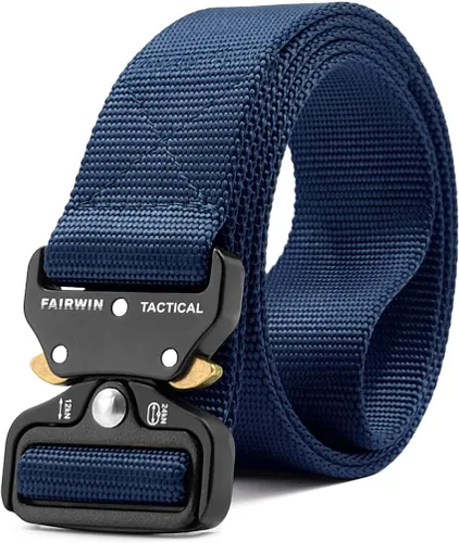 Vista 10 de FAIRWIN Tactical Belt, Work Belts for Men Military Webbing Riggers Web Belt Heavy-Duty Quick-Release Buckle