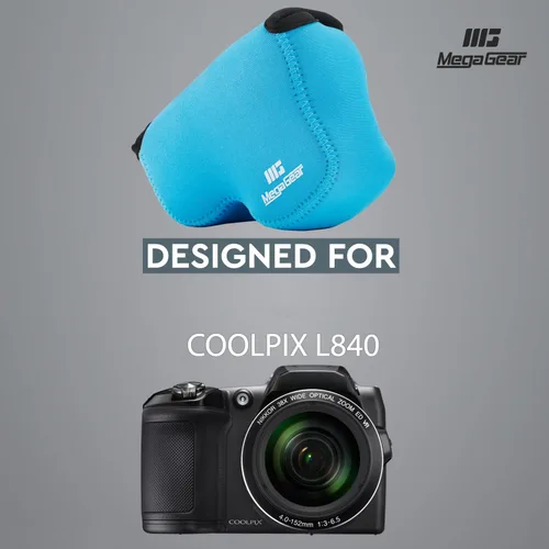 Vista 6 de MegaGear Nikon Coolpix L840 - Funda de neopreno para cámara, con mosquetón, color azul