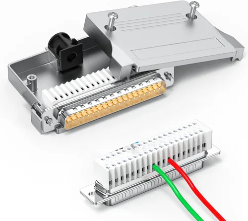 Vista 11 de Paquete de 2 conectores macho DB25 sin soldadura, adaptador de terminal de cable desnudo de conexión directa macho de 25 pines, RS232 D-SUB 25 pines