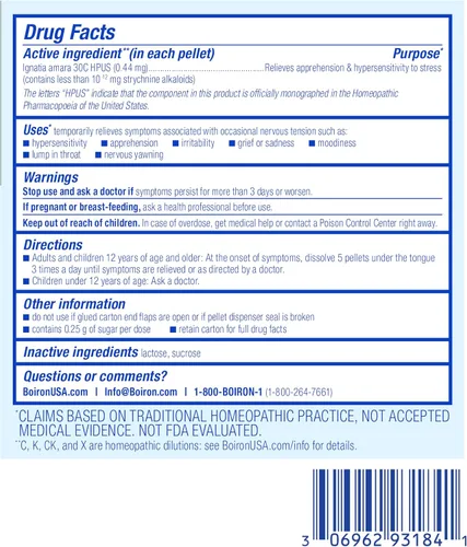 Vista 6 de Boiron Ignatia Amara 30C Medicina homeopática para aliviar el estrés emocional, hipersensibilidad, irritabilidad y cambios de humor - 3