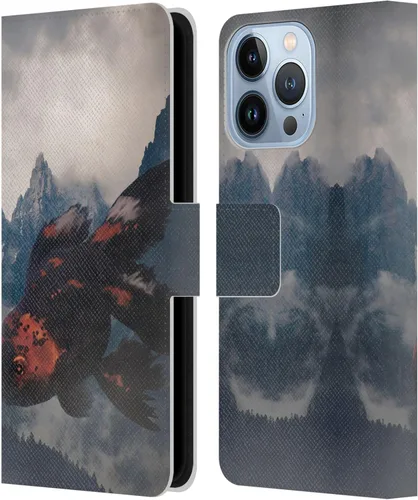 Vista 14 de Head Case Designs Officially Licensed Dave Loblaw Boy Painting Moon Clouds Sci-Fi and Surreal Leather Wallet Case Compatible with Apple iPhone 13 Pro