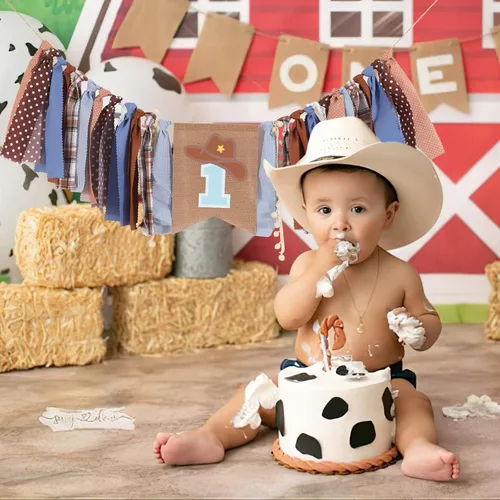 Vista 4 de Cartel de primer cumpleaños para silla alta – Rodeo de vaquero para decoración de tela de fiesta, baby shower, guirnalda de fondo para accesorios