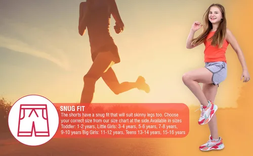 Vista 5 de Silky Toes Pantalones cortos deportivos de delfín para niñas, de algodón, para correr y gimnasio
