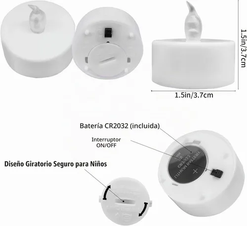 Vista 2 de YIWER Velas de té de batería, velas LED de té de 200 horas, paquete de 12 (amarillo cálido)
