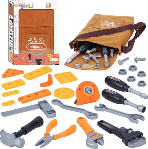 Vista 10 de Juego de Mesa de Herramientas para Niños, MAGIC4U 95 Piezas Mesa de Trabajo de Herramientas para Niños Pequeños con Taladro Electrónico, 13 Equipos